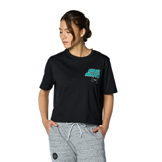 アンダーアーマー Tシャツ 半袖 レディース UAコットン クロップ ショートスリーブTシャツ 1384714-001 UNDER ARMOUR