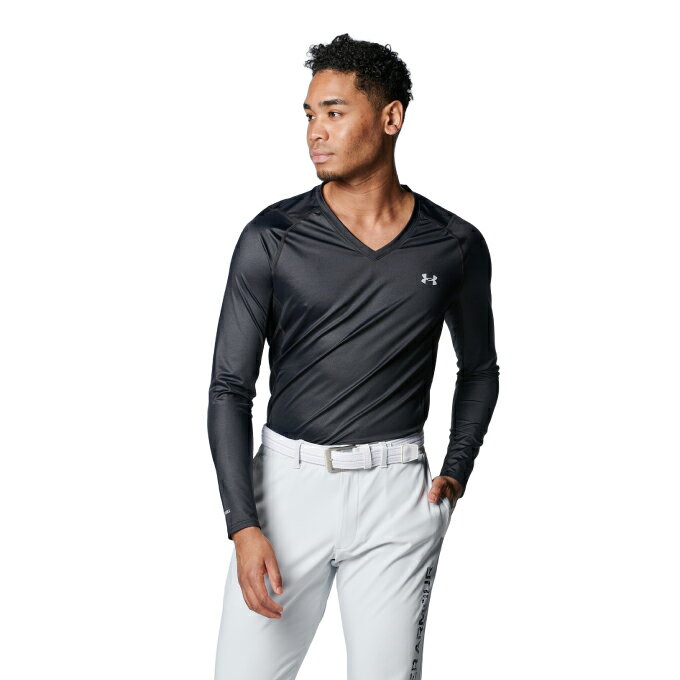 アンダーアーマー ゴルフ アンダーウェア 長袖 メンズ アイソチルFITTED長袖Vネック 1384824-001 UNDER ARMOUR