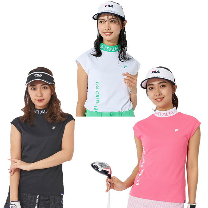 ゴルフウェア レディース 半袖シャツ フレンチスリーブ ハイネック ノースリーブ 春夏 かわいい おしゃれ フィラ FILA 753-662 【ご自宅配送限定】‥ その1