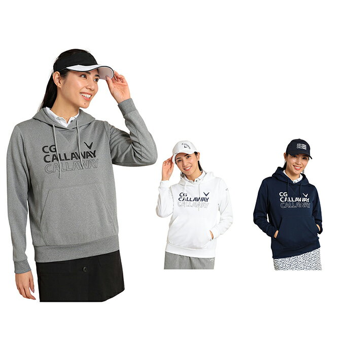 キャロウェイ ゴルフウェア スウェット レディース ロゴプルオーバースウェットパーカー C24117203 Callaway その1
