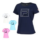 【全品対象最大10%OFFクーポン!7/13 10:00〜7/15 23:59】フィラ FILA テニスウェア Tシャツ 半袖 レディース アップリケTシャツ ...