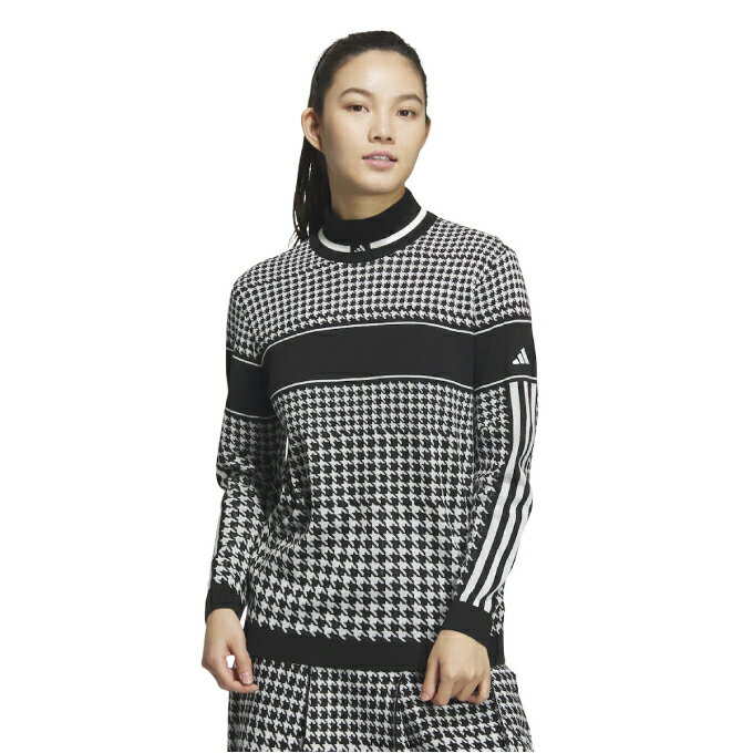 アディダス ゴルフウェア セーター レディース PRIMEKNIT ハウンドトゥースモックネックセーター JSC04 adidas