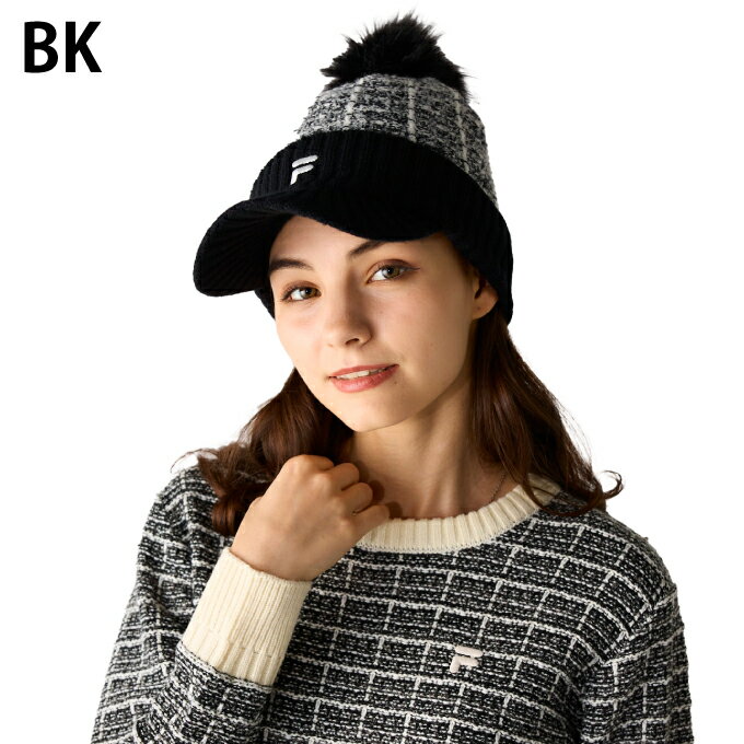【全品対象最大3万ポイント還元＆10％OFF！ 3/4 20:00〜3/11 1:59】フィラ FILA ゴルフ ニット帽 レディース ツイード調ビーニー 794-910