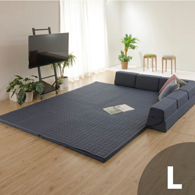可刷洗地毯 - セルタン CELLUTANE カーペット ラグマット Lサイズ コーナーソファ付き ZONIA A825A【メーカー直送】【ご自宅配送限定】‥