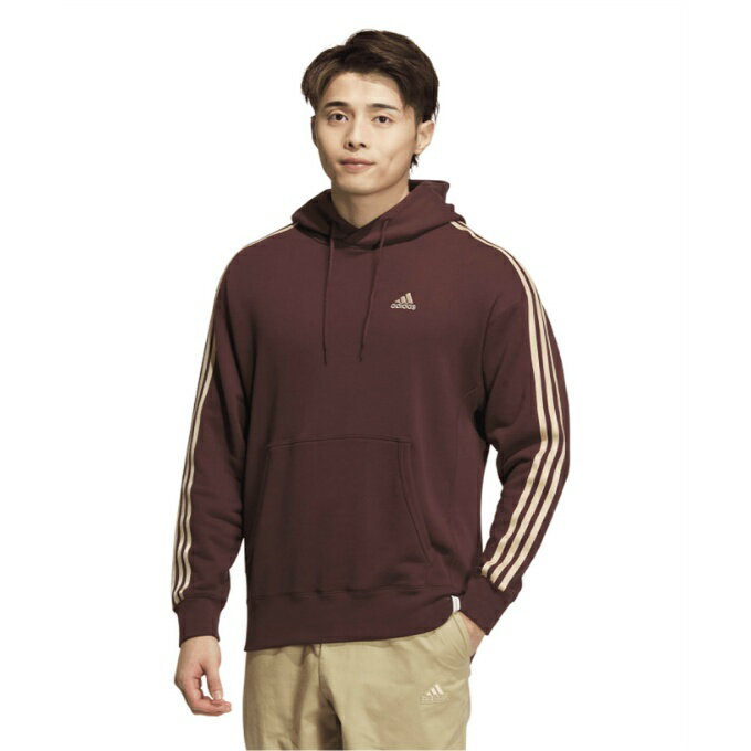 アディダス スウェットパーカー メンズ エッセンシャルズ プラス ルーズフィット スリーストライプス フレンチテリー プルオーバーパーカー JH1047 KWF08 adidas