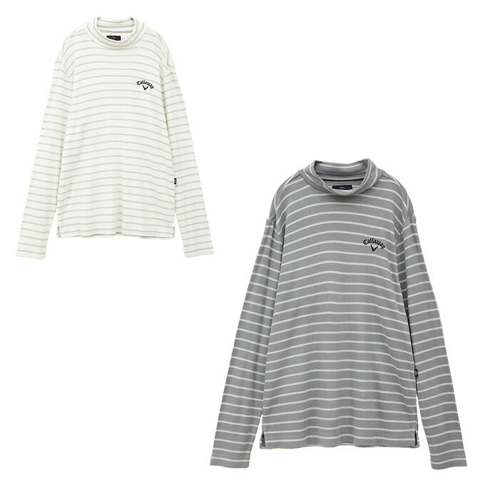 キャロウェイ ゴルフウェア 長袖シャツ メンズ ボーダー裏起毛長袖モックネックシャツ C24233109 Callaway