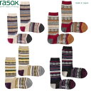【処分価格】ラソックス rasox ソックス メンズ レディース ジャカードウール・クルー CA132CR04 【ご自宅配送限定】‥