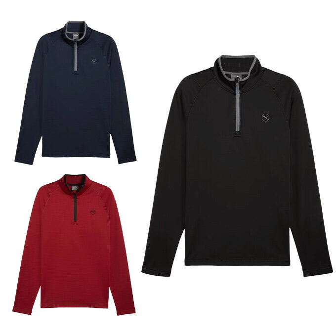 プーマ ゴルフウェア スウェット メンズ ワッフル フリース 1/4 ジップ クルースウェット 629142 PUMA その1