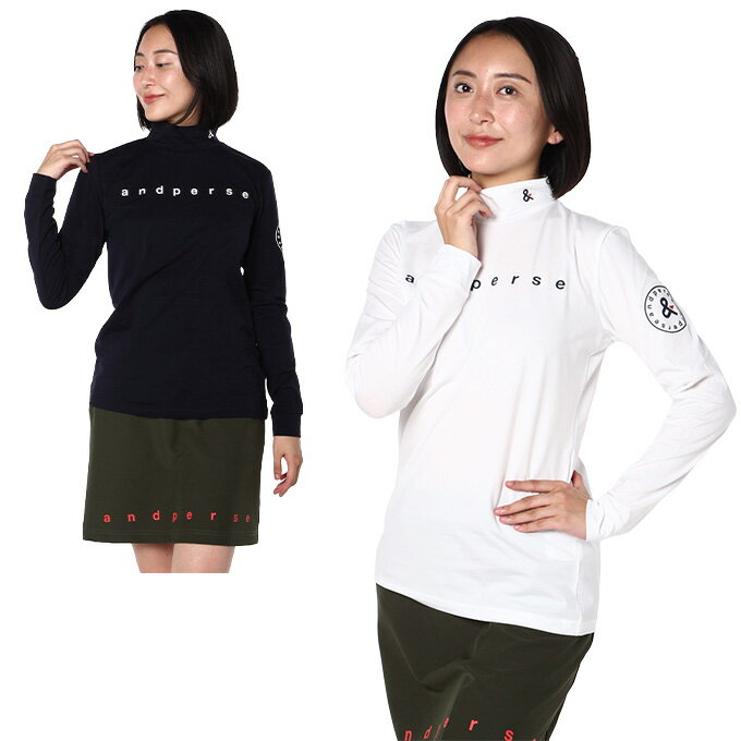 アンパスィ and per se ゴルフウェア 長袖シャツ レディース リファインドライモックネック長袖シャツ AFS9214V5