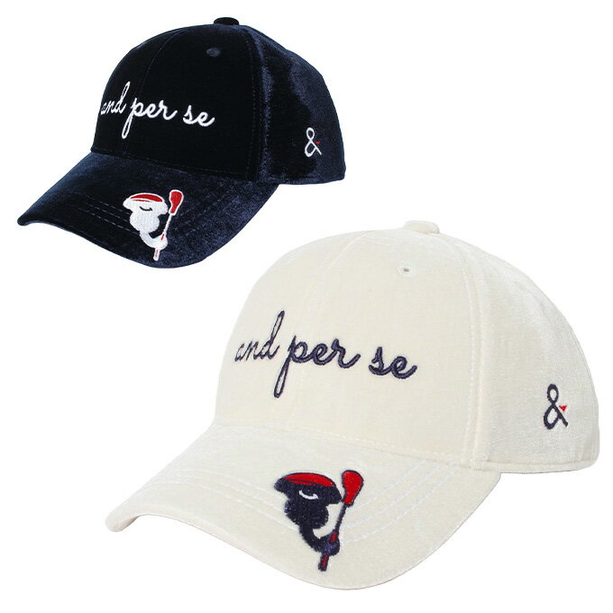 アンパスィ and per se ゴルフ キャップ レディース シュシュ付ベロアキャップ AFF8404