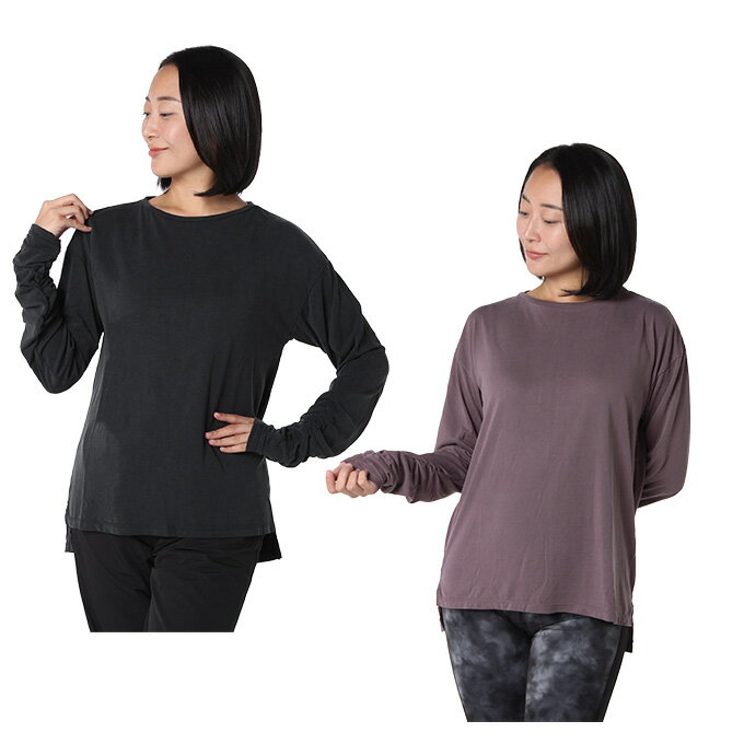 乐天商城 - アンドライフ &life Tシャツ 長袖 レディース ギャザースリーブ長袖Tシャツ AL451102C61