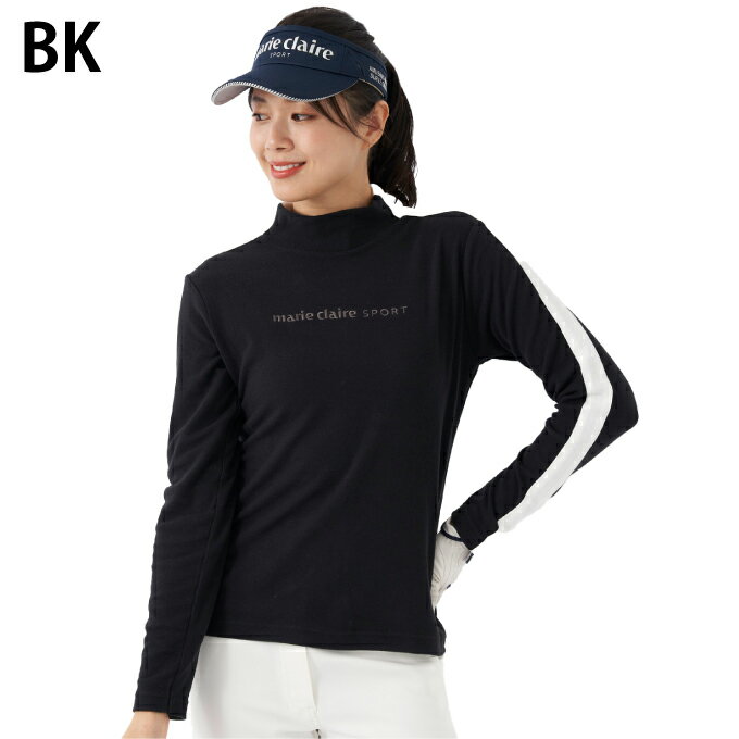 マリクレール marie claire ゴルフウェア 長袖シャツ レディース 蓄熱ロゴモックネック長袖シャツ 733531 【ご自宅配送限定】‥