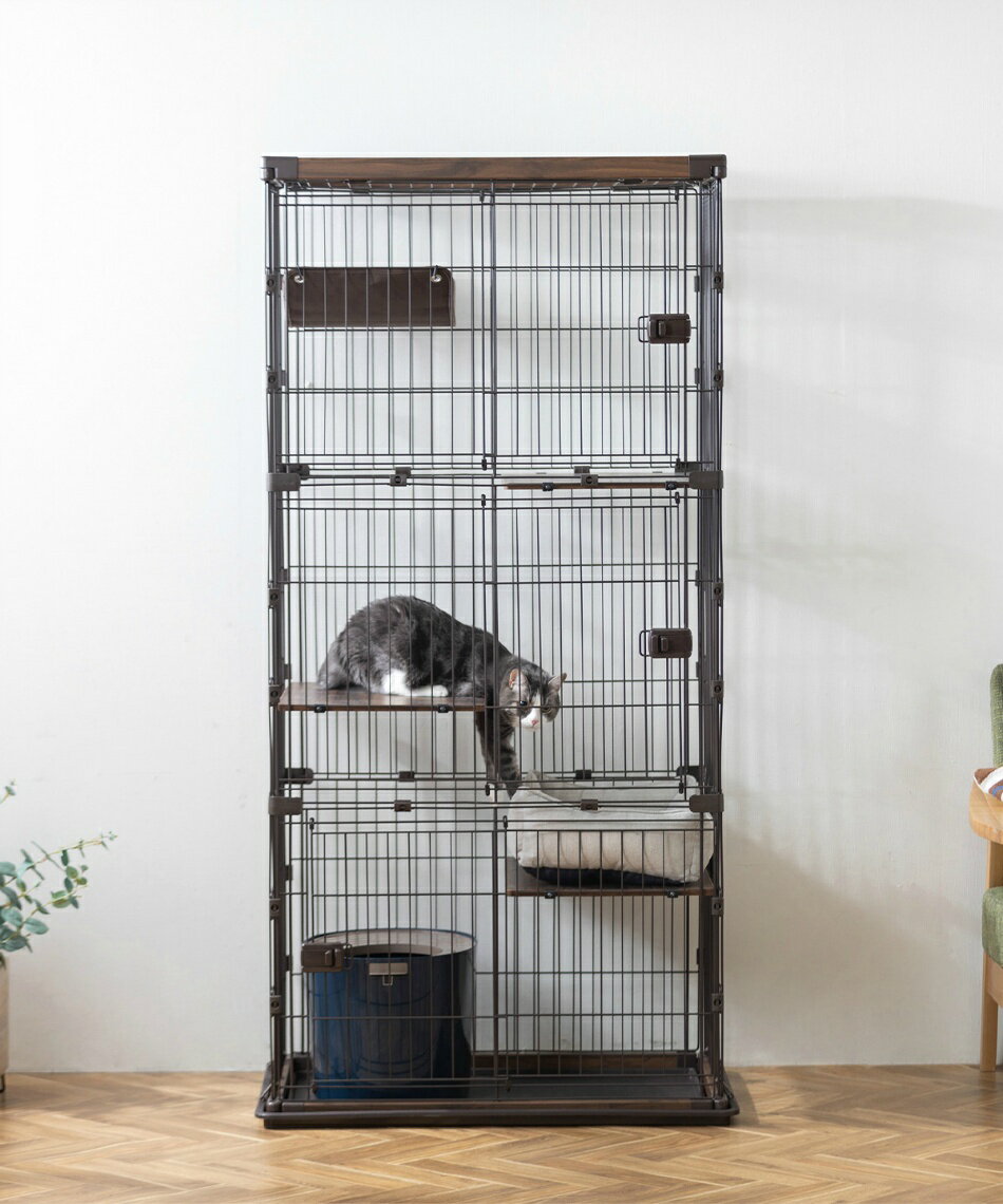 楽天市場】アイリスオーヤマ ウッディキャットケージ3段 ペットケージ