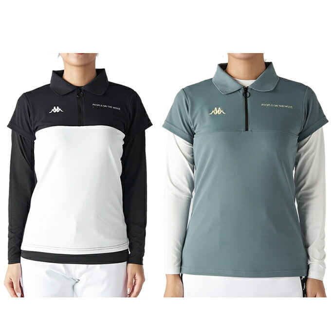 カッパゴルフ KAPPA GOLF ゴルフウェア シャツセット レディース ローマ レイヤードポロシャツセット 644603 ‥ その1