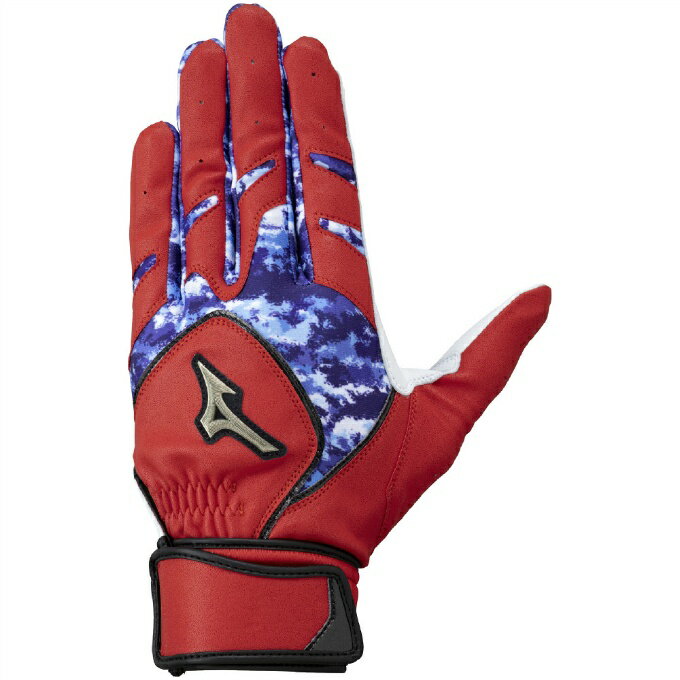 上質なシープレザーなのに『洗える』！鮮やかな昇華ニット柄採用の洗える天然皮革一般モデル！ ■カラー：62/レッド×ネイビー×ブラック ■サイズ：S（22～23cm）、M（24～25cm）、L（26～27cm） ■原産国：インドネシア製 ■素材・製法：平側素材/羊革 ／ 甲側素材/合成皮革、合成繊維 ■着用：両手用 ■用途：バッティング用 ■その他機能：・天然皮革なのに洗える！さらにしっとりとした柔らかな風合いを残したオリジナル羊革『洗える天然皮革』採用（掌部）　・グリップ時にストレスがかかる箇所に伸縮素材を配置し、手の動きにピッタリとフィットさせる『3Dストレッチ構造』搭載（手甲側） ■機能：ウォッシャブル 検索ワード：左打者用 右打者用 バッティング手袋 バッティンググラブ 一般用