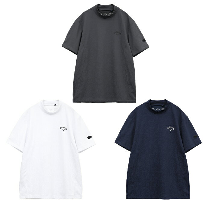 キャロウェイ ゴルフウェア 半袖シャツ メンズ ロゴジャガード半袖モックネックシャツ C25134106 Callaway