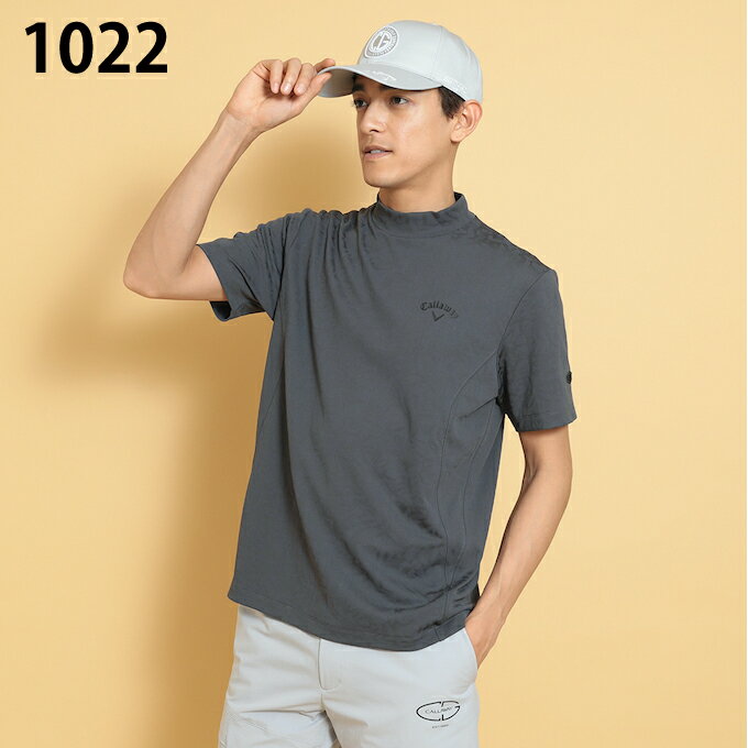 キャロウェイ ゴルフウェア 半袖シャツ メンズ ロゴジャガード半袖モックネックシャツ C25134106 Callaway