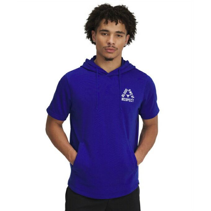 アンダーアーマー Tシャツ 半袖 メンズ UA PROJECT ROCK BLOOD SWEAT RESPECT SHORT SLEEVE TERRY HOODIE 1389938-400 UNDER ARMOUR