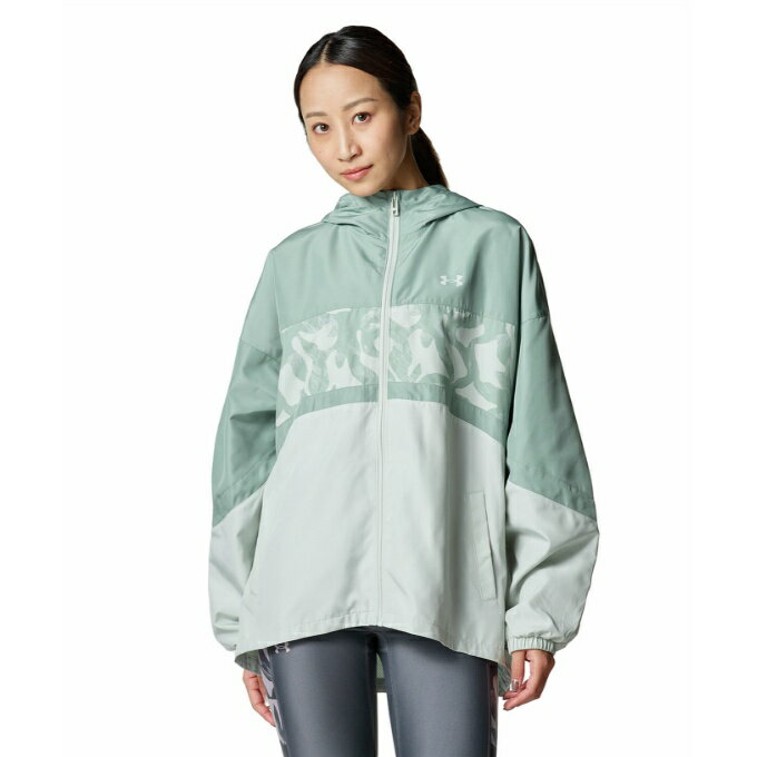 アンダーアーマー ウインドブレーカー ジャケット レディース UA MESH LINER WOVEN PRINT FULL ZIP HOODIE 6001384...