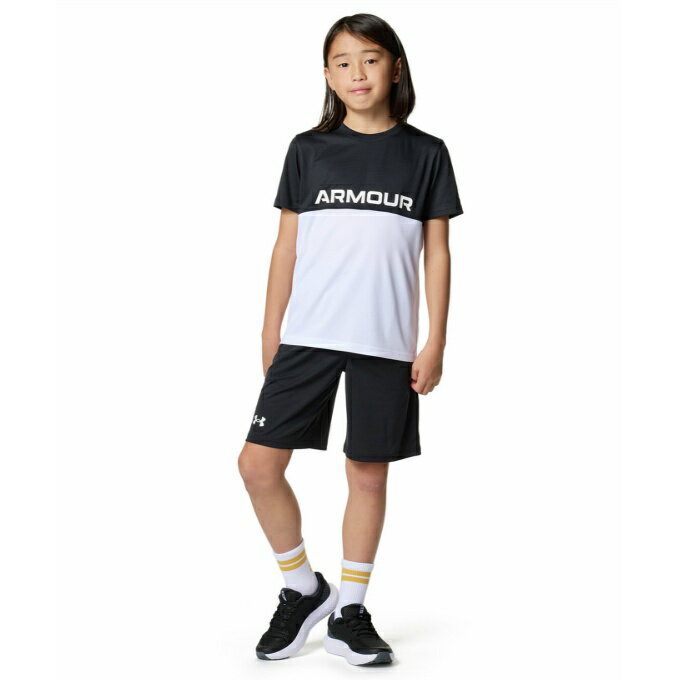 【最大10%OFFクーポン!7/4 20:00〜7/11 1:59】アンダーアーマー Tシャツ 半袖 ジュニア UA TECH COLOR BLOCK T-SHIRT & SHORTS SET 6001343-001 UNDER ARMOUR
