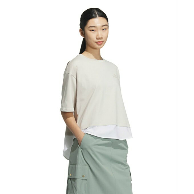 アディダス Tシャツ 半袖 レディース レイヤード ルーズフィット半袖コットンTシャツ KA1019 WU734 adidas