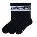 【最大1万ポイント還元!7/20 20:00~23:59】ニューエラ NEW ERA ソックス メンズ レディース ジュニア クルー 3ペア ライン 14518182