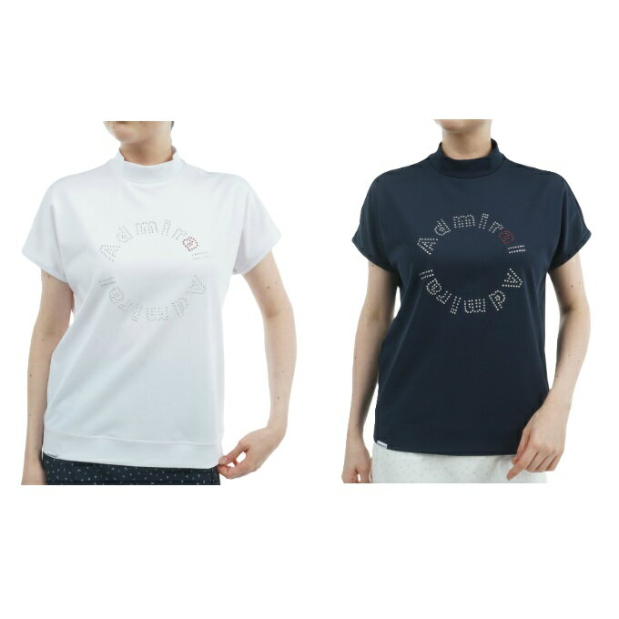 【全品対象最大10％OFFクーポン 2025/11/30 0:00〜12/11 1:59】アドミラル Admiral ゴルフウェア 半袖シャツ レディース メタリックロゴ カノコモックシャツ ADLA523 【2025年春夏モデル】