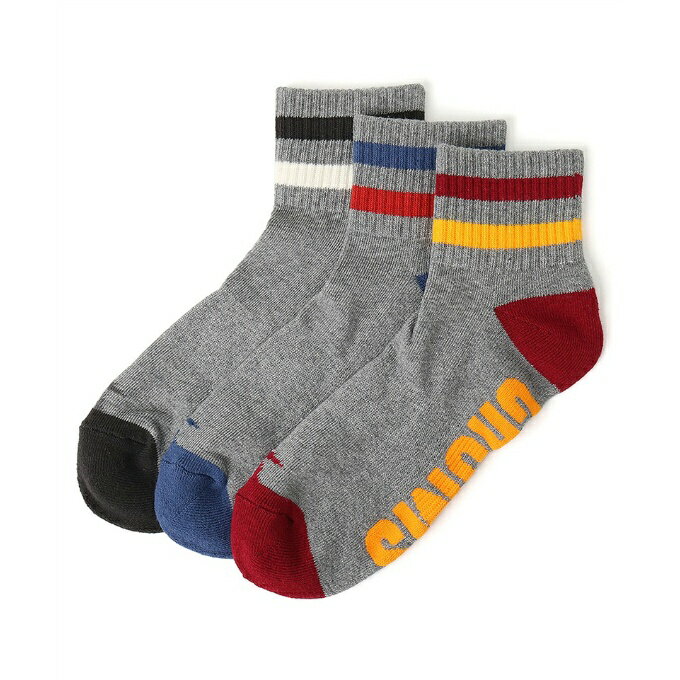 チャムス CHUMS ソックス メンズ レディース 3Pラインクルーソックス 3P Line Crew Socks CH06-1128-Gray