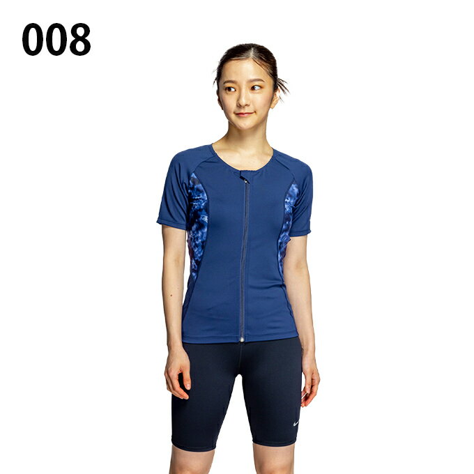 ナイキ NIKE フィットネス水着 セパレート レディース フルジップ半袖セパレーツ 2...
