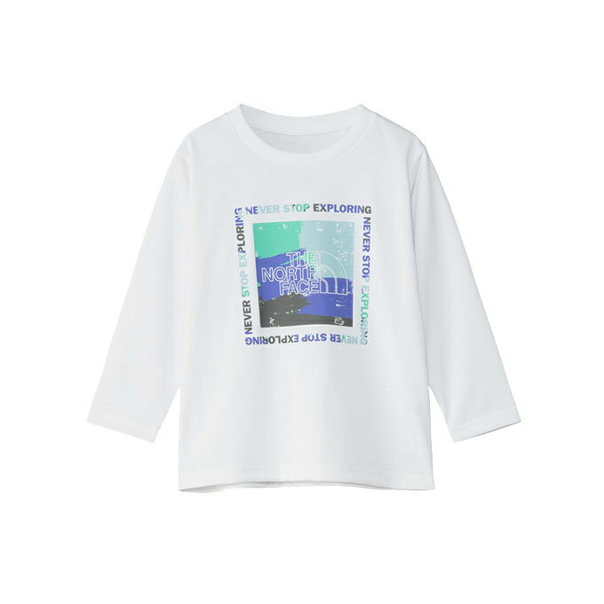 ザ・ノース・フェイス Tシャツ 長袖 ジュニア トドラーロングスリーブ ES ゲットモテッドグラフィックティー キッズ 白 しろ UV 紫外線 カット ホワイト ノースフェイス NTT82570-W