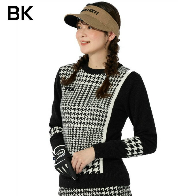 フィラ(FILA) ゴルフウェア セーター レディース チェッククルーネックセーター 793781 【ご自宅配送限定】‥