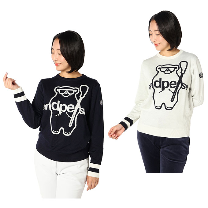 【全品対象ポイント10倍！ 2/15 20:00〜23:59】アンパスィ(and per se) ゴルフウェア セーター レディース クレアニットクルーネックセーター AFF2345A7 【2025年秋冬モデル】