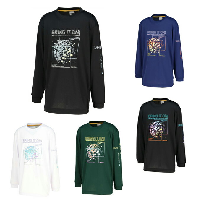 コンバースのジュニアロンT。鮮やかなグラデーションを使用したワイヤーフレームのバスケットボールデザイン。柔らかな肌触りに吸汗速乾を兼ね揃えたスポーツ向けアイテム。 ■カラー： 1915BKGY ( ブラック×グレー ) 1100WH ( ホ...