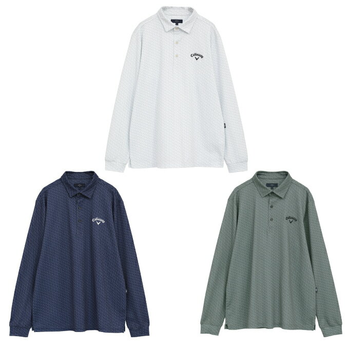 キャロウェイ(Callaway) ゴルフウェア ポロシャツ 長袖 メンズ ロゴプリントオニカノコ長袖シャツ C25233107 【国内正規品】【2025年秋冬モデル】