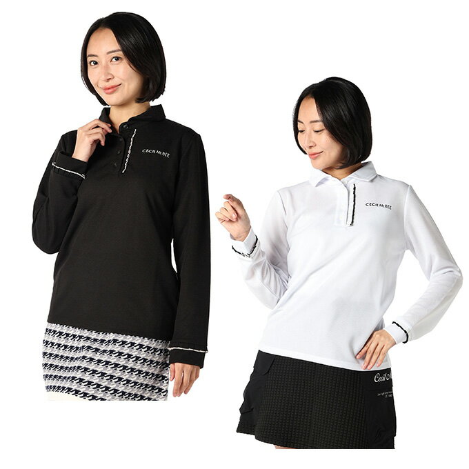 【全品対象最大10％OFFクーポン 2025/11/30 0:00〜12/11 1:59】セシルマクビー グリーン(CECIL McBEE green) ゴルフウェア ポロシャツ レディース 長袖 フリル長袖ポロ CGF25009PL 【2025年秋冬モデル】