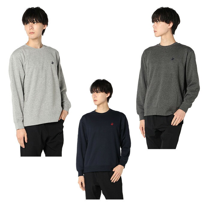 ビバリーヒルズポロクラブ(BEVERLY HILLS POLO CLUB) ゴルフウェア メンズ スウェット 裏ボアワンポイントクルートレーナー 5432-9642 【2025年秋冬モデル】