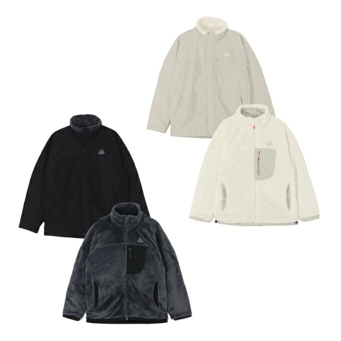 高機能なGORE-TEXプロダクトとリサイクルフリースのリバーシブル仕様、着こなしを楽しめるスタンドカラージャケット ■カラー： BKCharcoal ( Black/Charcoal ) Greige/Iv ( Greige/Ivory ) ■サイズ： S ( 着丈/70cm、肩幅/45cm、身幅/57cm、裄丈/85.5cm、袖丈/63cm ) M ( 着丈/72cm、肩幅/47cm、身幅/59cm、裄丈/88cm、袖丈/64.5cm ) L ( 着丈/74cm、肩幅/49cm、身幅/61cm、裄丈/90.5cm、袖丈/66cm ) XL ( 着丈/76cm、肩幅/50cm、身幅/63cm、裄丈/93cm、袖丈/68cm ) ※製品によって仕上りサイズに多少の誤差がありますのでご了承下さい。 ■素材： Face Side/Polyester100% Back Side/Polyester 100% ■仕様： ・リバーシブル仕様 ・表、裏ともにリサイクル素材 ・フロントはファスナー＆スナップボタン仕様 ・首元まであたたかいスタンドカラー仕様 ・裾はドローコードでフィット感の調節が可能 ・両サイドと左胸にポケットを配置 ・左胸にブービーフェイスロゴ付き ・ファスナーにはオールをモチーフにした引手を採用 ■デザイン： 高機能なGORE-TEXプロダクトと毛足の長いフリースを組み合わせた、リバーシブル仕様のスタンドカラージャケット。GORE-TEX面を表にすればすっきりとしたアウトドアライクに、フリース面を表にすれば季節感あふれるカジュアルな印象に仕上がり、シーンに応じた着こなしが楽しめます。 デザインやカッティングラインにはブービーバードをモチーフに取り入れ、CHUMSらしいあそびゴコロをプラス。リバーシブルならではの実用性と、細部にこだわったデザインが魅力です。 ■素材特性： 表側には50デニールのリサイクルポリエステルを使用した「GORE-TEX WINDSTOPPER(R)」、裏側には毛足の長いリサイクルフリースを使用。今シーズンから環境負荷を抑えたePEメンブレンを導入し、防風性・透湿性・耐久性を兼備。シームテープを使わないため柔らかな着心地で、機能性と快適性を両立しました。 ※画像の商品は光の照射や角度により、実物と色味が異なる場合がございます。 検索ワード：アウトドアウェア トレッキングウェア