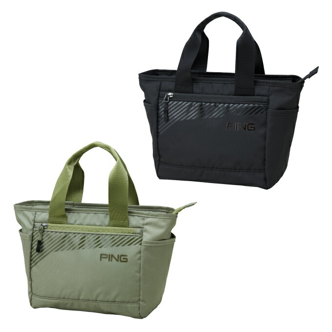 軽量性に優れたシンプルラウンドトート ■カラー： BK ( ブラック ) KHA ( カーキ ) ■サイズ：W-25.5、H-21.5、D-15cm ※製品によって仕上りサイズに多少の誤差がありますのでご了承下さい。 ■素材：ポリエステル ■重量：約113g ■原産国：中国 ■特徴： 【デザイン】 小さめに入れたロゴとシンプルなデザインがスポーティーで都会的なラウンドトート。 【ディテール】 アウターにZIP付きポケット1か所と差し込みポケット2か所、インナーに差し込みポケット2か所。 【素材感】 軽量なポリエステル素材を使用。 検索ワード：ゴルフ キャディーバッグ キャディーバック