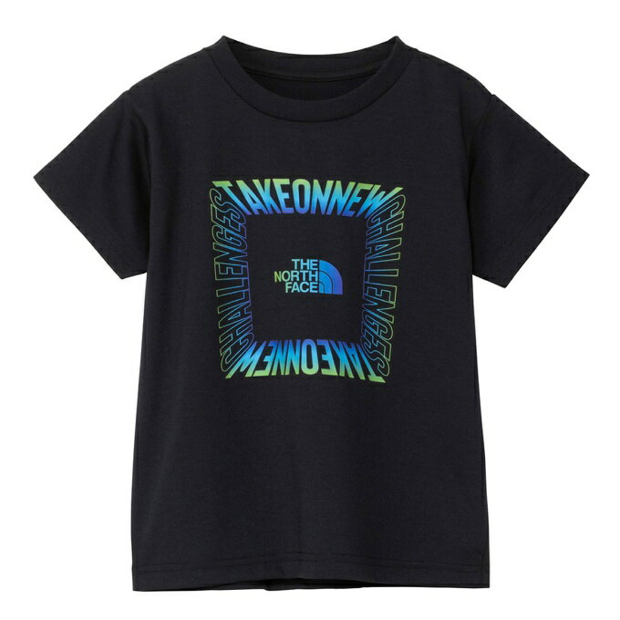 アクティブシーンに活躍する、吸汗速乾性に優れた半袖Tシャツのトドラーモデル ■カラー：K(ブラック) ■サイズ(cm)： 110 ( 着丈/43、身幅/36、肩幅/32、袖丈/12、裾幅/36、袖口幅/12 ) 120 ( 着丈/46、身幅/38、肩幅/34、袖丈/13、裾幅/38、袖口幅/13 ) ※製品によって仕上りサイズに多少の誤差がありますのでご了承下さいませ。 ■素材：FLASHDRY Recycled Polyester Spun Knit（ポリエステル100％） ・ポリエステル100%の、吸汗速乾性に優れたFLASHDRY素材 ■原産国：カンボジア ■機能： ・繊維に付着したバクテリアの繁殖を抑え、汗によるにおいの発生を軽減する抗菌防臭加工 ・UVケア（UPF15-30、紫外線カット率85%以上）機能付き ■特徴： ・循環型リサイクルシステムEXPLORE SOURCE ・製品から製品へのリサイクルをコンセプトとした循環型リサイクルシステム、EXPLORE SOURCEを採用 ・インクジェットのグラデーションプリントを取り入れたスクエアロゴをフロントに大きく配置 検索ワード：アウトドアウェア トレッキングウェア 半そで