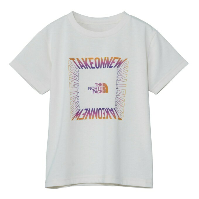 アクティブシーンに活躍する、吸汗速乾性に優れた半袖Tシャツのトドラーモデル ■カラー：WD(ホワイトデューン) ■サイズ(cm)： 110 ( 着丈/43、身幅/36、肩幅/32、袖丈/12、裾幅/36、袖口幅/12 ) 120 ( 着丈/46、身幅/38、肩幅/34、袖丈/13、裾幅/38、袖口幅/13 ) ※製品によって仕上りサイズに多少の誤差がありますのでご了承下さいませ。 ■素材：FLASHDRY Recycled Polyester Spun Knit（ポリエステル100％） ・ポリエステル100%の、吸汗速乾性に優れたFLASHDRY素材 ■原産国：カンボジア ■機能： ・繊維に付着したバクテリアの繁殖を抑え、汗によるにおいの発生を軽減する抗菌防臭加工 ・UVケア（UPF15-30、紫外線カット率85%以上）機能付き ■特徴： ・循環型リサイクルシステムEXPLORE SOURCE ・製品から製品へのリサイクルをコンセプトとした循環型リサイクルシステム、EXPLORE SOURCEを採用 ・インクジェットのグラデーションプリントを取り入れたスクエアロゴをフロントに大きく配置 検索ワード：アウトドアウェア トレッキングウェア 半そで