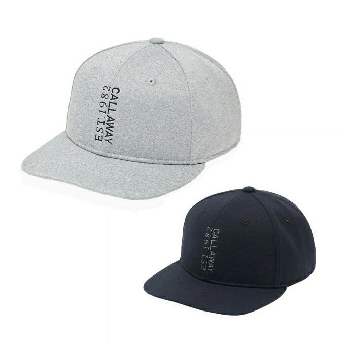 被り心地に優れたスポーティーなセミフラットキャップ。薄手のダブルニットで被り心地がよく、縦のCALLAWAY EST.1982ロゴがスポーティーな印象を与えます。更にツバ裏を黒色で仕上げることで光の反射を抑えます。ゴルフにも日常にもフィットし、オンオフ問わず使える鉄板キャップです。 ■カラー：1021、1010 ■サイズ：FR ( 頭頂から裾までの長さ/16.5cm、つば/7cm、頭周り/58cm ) ※製品によって仕上りサイズに多少の誤差がありますのでご了承下さい。 ■素材：ポリエステル49%、綿43%、ポリウレタン8% ■原産国：中国 検索ワード：帽子 ぼうし cap