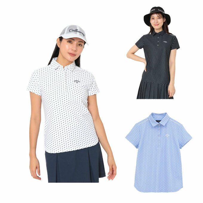 【全品対象まとめ買いクーポン最大10％OFF！6/5 0:00〜23:59】キャロウェイ ゴルフウェア ポロシャツ 半袖 レディース かざあなメッシュドット半袖ポロ C26134216 Callaway 【国内正規品】【2026年春夏モデル】