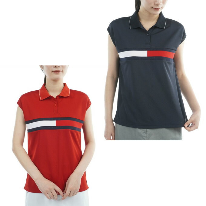 【全品対象まとめ買いクーポン最大10％OFF！6/5 0:00〜23:59】トミーヒルフィガーゴルフ(TOMMY HILFIGER GOLF) ゴルフウェア ポロシャツ 半袖 レディース フラッグライン フレンチポロシャツ THLA611 【2026年春夏モデル】