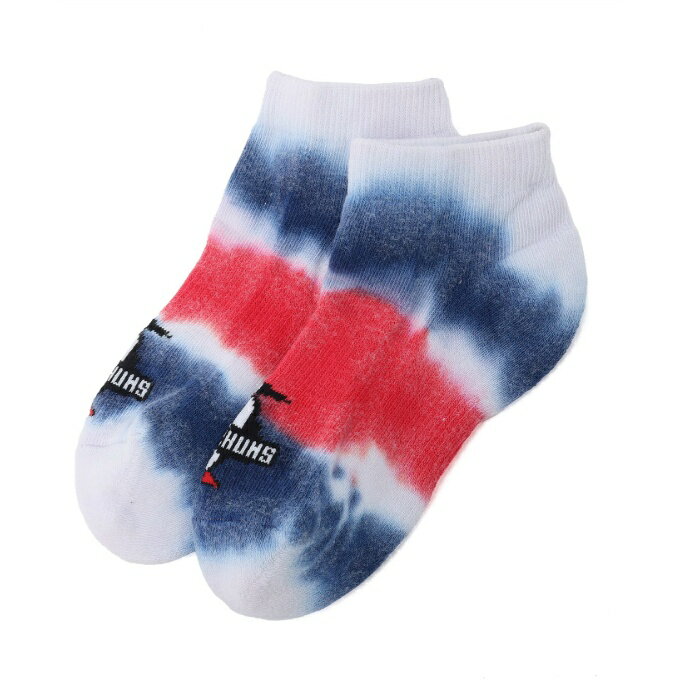 チャムス CHUMS アンクルソックス ジュニア キッズタイダイアンクルソックス Kid's Tie-Dye Ankle Socks CH26-1010-White/Red