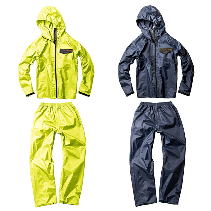 ファン付きウェアの上から着れる涼しいレインスーツ ■カラー：ネイビー(NAVY)、グリーン(F.GREEN) ■サイズ：M、L、XL、2XL(EL) ■素材： 表地/ナイロン100%(ポリ塩化ビニル引き) 裏地/ポリエステル100% メッシュ(袖裏)はっ水 ■付属品：AS-936 ウィンドプロテクター ■原産国：ミャンマー ■特長：耐水圧/10,000mmH2O 検索ワード：雨具 カッパ レインジャケット レインパンツ レインスーツ