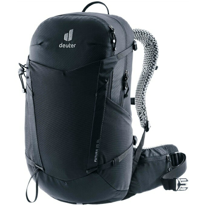 ウィーメンズフィット設計のハイキング向けフューチュラシリーズの小型モデル。 ■カラー：ブラック ■サイズ：横幅/20cm、高さ/52cm、奥行/28cm ※製品によって仕上りサイズに多少の誤差がありますのでご了承下さいませ。 ■重量：1.21kg ■容量：25L ■素材：210Dリサイクルナイロン、600Dリサイクルポリエステル（本体100％リサイクル生地） ■原産国：ベトナム ■付属品：ザックカバー ■機能：発汗を抑えることを第一に考えた最新のエアコンフォートシステムは、テンションを掛けて張られたメッシュパネルにより最大限の通気性をもたらします。ショルダーハーネスはザック本体に直結されており、歩行中の安定感を追求しています。（ブルーサインプロダクト） 検索ワード：登山 トレッキング バッグ かばん 鞄 リュックサック リュック 20Lクラス