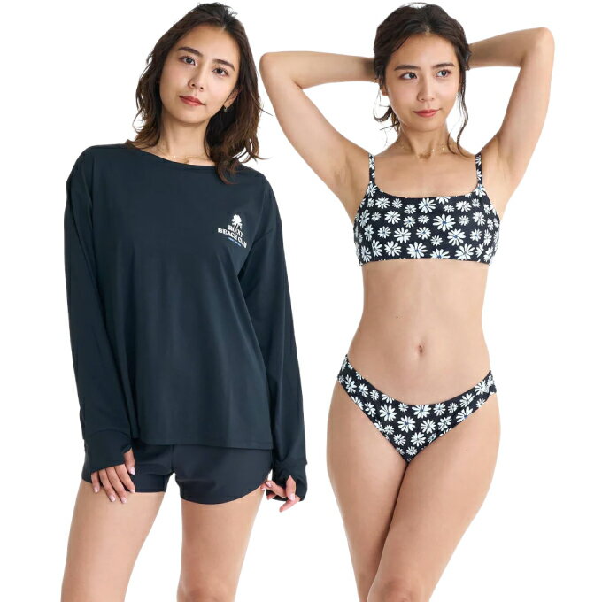 ロキシー(ROXY) 水着 ビキニ レディース CORAL DAYS 4点セット 長袖ラッシュT ボードショーツ 付き ビキニ セット RSW261007-BLK 【国..