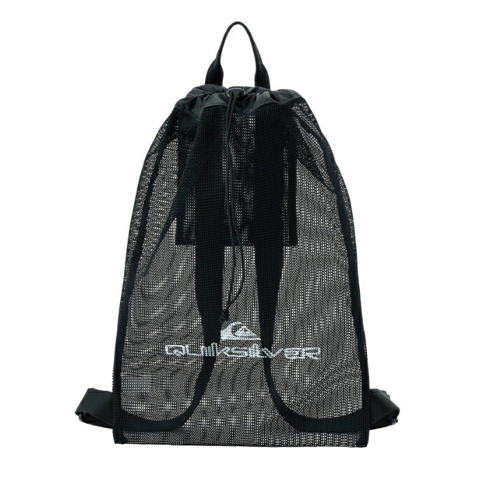 ■カラー：BLK ■サイズ：F ( 高さ/縦50cm、幅/横34cm、持ち手/19cm、幅/肩ひも61-107cm ) ※製品によって仕上りサイズに多少の誤差がありますのでご了承下さい。 ■素材：ポリエステル100% ■特長： ・メッシュナップザック ・フロントにQUIKSILVERロゴをプリント ・内側のアジャスターでスムーズに開閉が可能 ・内部にポケット ・ショルダーストラップで長さ調整可能 ・メッシュ素材を使用しているので、ビーチやプールなどの水回り、サウナなどにも最適。すぐに乾いてお手入れしやすいのも嬉しいポイント ・通気性の良いオールメッシュ生地 検索ワード：バッグ かばん 鞄 ジムサック JISA