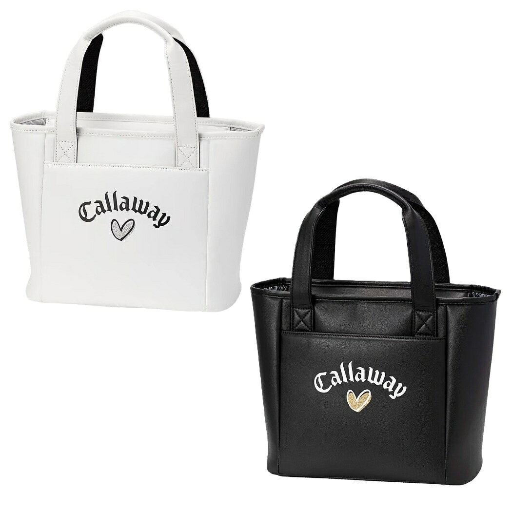 高級感のある合成皮革を使用したミニトートバッグ。 シンプルで使いやすいデザインに、「LOVE Callaway」ロゴをあしらいました。ロゴのハート部分にはグリッターを施し、さりげない輝きでかわいらしさを演出。さらに、ハートモチーフを採用したオリジナル引手や、背面に配置したハート型スタッズがデザインのアクセントとなり、遊び心をプラスしています。収納は、開口部の広いメインポケットに加え、小物の整理に便利なインナーポケット、出し入れしやすいフロントポケットを備え、使い勝手にもこだわりました。カラーはホワイトとブラックの2色展開。ゴルフシーンはもちろん、デイリーにも活躍する、上品さとかわいらしさを兼ね備えたミニトートバッグです。 ■カラー：BK(ブラック)、WH(ホワイト) ■サイズ：W370mm × H240mm × D150mm ※製品によって仕上りサイズに多少の誤差がありますのでご了承下さい。 ■素材：合成皮革 ■原産国：中国 検索ワード：バック かばん 鞄 ラウンドトート