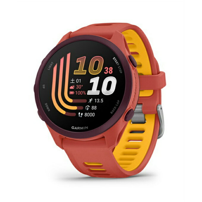 ランニングがもっと楽しくなる! Forerunner 170 Musicには、初心者でも使いやすいトレーニングプランや、トレーニング指標の機能を搭載。目標達成をサポートします。 ■カラー：Red Pink(Red Pink/Mango) ■サイズ(実寸サイズ)：42.6mm×42.6mm×11.9mm 手首周り適応サイズ/125mm～190mm ※製品によって仕上りサイズに多少の誤差がありますのでご了承下さいませ ■重量：41g ■素材： ストラップ/シリコン レンズ/化学強化ガラス ベゼル/FRP ■主な仕様： ・睡眠スコアと洞察 ・バッテリー稼働時間(スマートウォッチモード)/約10日間 ・血中酸素トラッキング/(スポットチェック、オプションで終日または睡眠時) ・Garmin Pay/Suica ・音楽ストレージ ・トレーニングレディネス ・トレーニングステータス ・ディスプレイタイプ/AMOLED(オプションで常時表示モード) ・タッチスクリーン ・防水等級/5ATM ■本体仕様： ・Quick Release バンド互換性/(20mm) ・ディスプレイ/直径1.2インチ(30.4mm) ・解像度/390×390ピクセル ・カラー表示 ・大きなフォントのオプション ・バッテリータイプ/リチウムイオン ・稼働時間 スマートウォッチモード/約10日間 (常時表示/4日間) バッテリー節約スマートウォッチモード/約19日間 GPSモード/約20時間 マルチGNSSモード/約14時間 GNSSモード(GPSのみ)、音楽再生機能付き/最大7.5日間 マルチGNSS+音楽再生モード/約6.5時間 ・充電方法/Garmin独自の充電ケーブルによる有線充電 ・内蔵メモリ/履歴 4GB ■付属品： Forerunner 170 Music USB-C チャージングケーブル(Type B) ※付属のケーブルを使用してのパソコン接続時及び充電時にはUSB-C対応の差込口/コネクタが必要となります。 クイックスタートマニュアル ・標準付属ベルト Quick Release バンド 20mm RedPink/Mango ■機能： ・時計機能 ・ヘルス&ウェルネスモニタリング ・センサー ・デイリースマート機能 ・ワークアウトとトレーニングプラン ・アクティビティプロフィール ・セーフティ&トラッキング機能 ・ライフログ機能 ・トレーニング、計画、分析機能 ・ランニング機能 ・アウトドアレクリエーション機能 ・サイクリング機能 ・スイム機能 ■特長： ・1.2インチの色鮮やかなAMOLEDディスプレイ搭載 ・トレーニングや回復の状態が分かる機能 ・Garminコーチが、あなたに合ったトレーニングを提案 ・80種類以上のスポーツに対応 ・ウォッチに音楽を保存 ・通知機能1とGarmin Pay/Suica決済に対応 ・ペース、距離、心拍数 距離、ペース、心拍数など、ランニングに必要な基本的なデータを手元で確認できます。 ・毎日のおすすめワークアウト HRVステータス、最近の運動履歴、パフォーマンスなどの指標を使用して、今が順調か、追い込みどきか、休むべきかが分かります。おすすめワークアウトはラン&ウォークにも対応し、走るたびにあなたの状態に合わせて調整されます。 ・Garminコーチ あなたの状態に合わせてプランを毎日調整し、目標達成や体力づくりをサポート。ラン&ウォーク中心のやさしいプランから、しっかり走るプランまで選べます。 ・HRVステータス 心拍変動を通じて、健康状態、トレーニング、リカバリー、睡眠についてより深く理解できます。 ・高度なトレーニング機能 トレーニングレディネスの指標では今走るべきかを判断できます。トレーニングステータスで状態を確認し、トレーニング効果で運動の成果も分かります。 ・日常生活に便利な機能 Spotify、Deezer、Amazon Music または LINE MUSIC再生リストをウォッチに直接ダウンロードすれば、スマートフォンなしで音楽を再生できます(サブスクリプションが必要な場合があります)。さらに、Garmin Payのタッチ決済で、手元からの支払いも可能です 〇ランニングに必要なすべてを、その腕に 〇毎日の健康をモニタリング ・長時間バッテリー スマートウォッチモードで約10日、GPSモードでは約20時間稼働。健康状態やトレーニングの状況をしっかり把握できますす。 ・モーニングレポート 朝起きたときに、睡眠や回復の状態、今日の予定、HRVステータスをひと目で確認できます。 ・イブニングレポート 就寝前に、必要な睡眠、トレーニング、天気、イベントをリマインダーで確認して明日の準備ができます。 ・リカバリータイム ワークアウトを行った後、次のワークアウトまでの休憩時間をアドバイスしてくれます。前回のトレーニング内容に基づいて、次のハードなトレーニングまでのリカバリータイムを把握できます。 ・睡眠コーチ 睡眠の質を100点満点で採点する 睡眠スコア がわかるだけでなく、スコアを改善するために必要な睡眠時間や、浅い/深い/レムといった睡眠段階も計測。睡眠を改善するあなたに合わせたアドバイスを受け取れます。 ・昼寝検出 夜の眠りだけでなく、昼寝も自動的に計測。昼寝が身体にもたらすメリットや、理想的な昼寝の時間と長さもわかります。 ・BODY BATTERY 身体的エネルギーの残量、つまり カラダのバッテリー残量 を測定できます。エネルギーが十分にあり活動や運動をする準備ができているか、疲れ切って休息する必要があるかがわかります。 ・コースナビゲーション Garmin Connectアプリでコースを作成したり、既存のコースを検索したり、サードパーティのプラットフォームからコースを同期できます。 ・コースプランナー レースの制限時間やメモ、休息プラン、チェックポイント、救護施設を追加して、レースを順調に進めることができます。 ・予想タイム フィットネスレベルとトレーニング履歴を基に5km/10km/ハーフマラソン/フルマラソンを走った場合の現在時点の予想タイムを表示します。 ・女性の健康トラッキング 生理周期や妊娠をトラッキングし、運動や栄養に関するアドバイスも受けられます。 〇準備 ・光学式心拍計 心拍数を常時計測し、アクティビティ中にどれだけ激しく動いたかを把握するのに役立ちます。 ・ランニングダイナミクス ピッチや歩幅、接地時間(GCT)などのランニングフォームに関する指標を手首のセンサーで計測できます。 ・VO2 Max パフォーマンスを測る指標であるVO2 Maxを把握して、よりスマートにトレーニングしましょう。 ・週間運動量 活発に動いた時間をトラッキングし、中強度および高強度の運動時間を記録できます。 ・短期的負荷 最近のトレーニング負荷とあなたに最適な負荷の範囲を比較して、レベルアップをサポートします。 ・血中酸素トラッキング 目が覚めているときや就寝時の血中酸素レベルを測定し、血液中に取り込まれた酸素のレベルを手首で測定することができます。 疲労と回復のパラメータにもなり、パフォーマンスやフィットネスレベルの向上とウェルネスライフをサポートします。 ・クイックワークアウト 目標の時間と強度レベルに基づいて、ウォッチ上でランニングワークアウトを直接作成できます。 ・オーディオアラート パフォーマンス状況を知るためのアラートやワークアウトのガイドを音声で受け取れます。 ・ストレスレベル計測 落ち着いた1日なのか、バランスのとれた1日なのか、それともストレスの多い1日を過ごしているのかを確認できます。 ・ヘルススナップショット 2分間のセッションを記録して、心拍数や心拍変動、呼吸数、ストレス、血中酸素レベルなどのデータを記録することができます。 ・ライフスタイルを記録 カフェインやアルコール摂取などの行動を記録し、これらが健康に及ぼす影響に関するレポートをGarmin Connectアプリで確認できます。 ・ヘルスステータス 身体にストレスがかかっている可能性を示す健康データの変化に注意し、普段の基準値から外れる傾向がある時間帯を把握することができます。 ・クロストレーニング HIIT、筋力トレーニング、有酸素運動、ヨガ、ピラティスなど1,600 種類以上のエクササイズからオリジナルのワークアウトを作成し、直接ウォッチに送信できます。 ・日常の動きを記録 毎日のステップ数(歩数)、消費カロリー、上昇階数などを手首で把握できます。 ・フィットネス年齢 実年齢や運動量、安静時の心拍数、身長・体重などから 身体の年齢 を推定する機能です。身体が実年齢に対して若いか、それとも老いているかチェックしてみましょう。 ・柔軟性を高めるトレーニング ストレッチや体づくりのワークアウトで、柔軟性と筋力の向上に取り組めます。 〇パフォーマンス ・GNSS対応 複数の衛星に対応するマルチGNSSでランニングのルートを正確に記録し、距離やペースを精度高く計測できます。 ・ランニングパワー 地面にどれだけのパワーを加えているかを計測できます。トレイルやロードでどれだけのパワーをかけているかを確認し、パワーを調整してトレーニングを最適化しましょう。 ・スポーツアプリ内蔵 サイクリング、スイム、筋トレなど80種類以上のアクティビティプロフィールを内蔵しています。 ・PacePro 目標タイムや好みのペース配分、コースデータに基づくガイドを利用して、レース本番にペースを保つのに役立ちます。 ・トラックラン 正確なラップ距離を記録し、距離をメートル単位で確認できます。 〇便利なスマート機能 ・セーフティ&トラッキング機能 ウォッチとスマートフォンをペアリングすれば、危険を感じたときに援助要請を送信したり、アクティビティ中の事故を検出したときに位置情報付きのメッセージを自動送信できます。 ・LiveTrack レース本番の応援に活用したり、日頃のトレーニング状況を安心して伝えることができます。 ・通知機能 互換性のあるスマートフォンとペアリングすれば、ウォッチでメールやテキスト、アプリの通知を受信できます。 ・Garmin Connect と同期 Garmin Connectアプリで健康とフィットネスに関する情報をすべて確認できます。 友達とつながったり、活動を比較したり、アクティビティを共有したり、競争したり、バッジを獲得するためのチャレンジに挑戦することができます。 ・CONNECT IQストア Connect IQストアから追加のウォッチフェイスやウィジェットを無料でダウンロードすることができます。 ・Garminシェア 保存した位置情報、コース、ワークアウトを、友達のGarmin デバイスと簡単に共有できます。 ・カラーフィルタとウォッチフェイスのカスタマイズ グレースケール、赤/緑、緑/赤、青/黄など、カラーディスプレイオプションとしてさまざまな色覚サポートを利用できます。さまざまなウォッチフェイスから、カスタマイズ可能なデータと色を選択できます。 ヘッドフォンがペアリングされていれば、ウォッチフェイスのデータ項目の読み上げを聞くことができます。 ・Garmin Pay/Suica タッチ決済 提携プロバイダを通した Garmin Pay の非接触型決済ソリューションを利用することで、決済を簡単に行えます。Suica対応で、買い物や電車での移動もスムーズです。 検索ワード：ランニングウォッチ ランニング時計